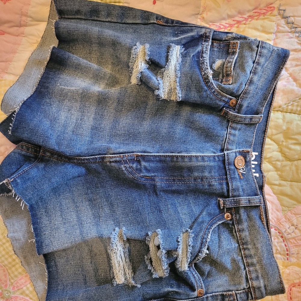 Distressed Blue Denim Shorts